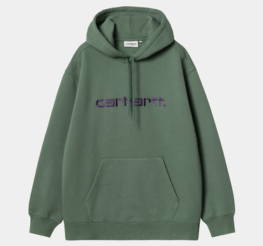 CARHARTT WIP WOMENS HOODED CARHARTT SWEATSHIRT I033648 DUCK GREEN AURA