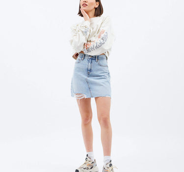 Dr Denim 2030121 Echo Skirt Bleach Sky Trashed Hem