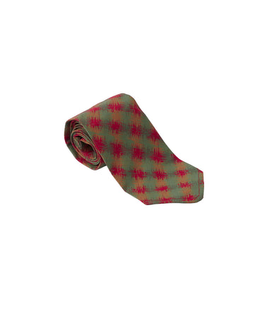 UNIVERSAL WORKS SOUND WAVE RAYON TIE 35204 RED GREEN MUSTARD