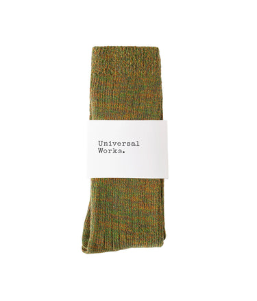 UNIVERSAL WORKS SLUB SOCK 00751 SLUB KNIT OLIVE