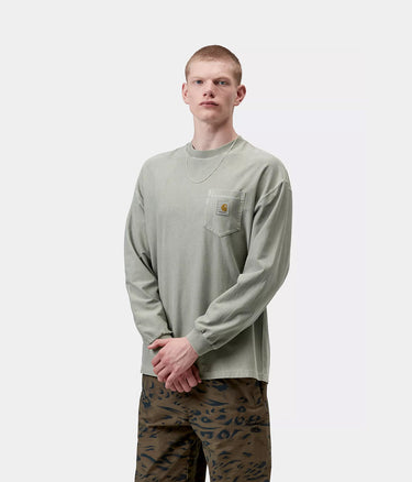 CARHARTT WIP LOOSE POCKET T-SHIRT I036862 SHADY GREEN GARMENT DYED LONG SLEEVES