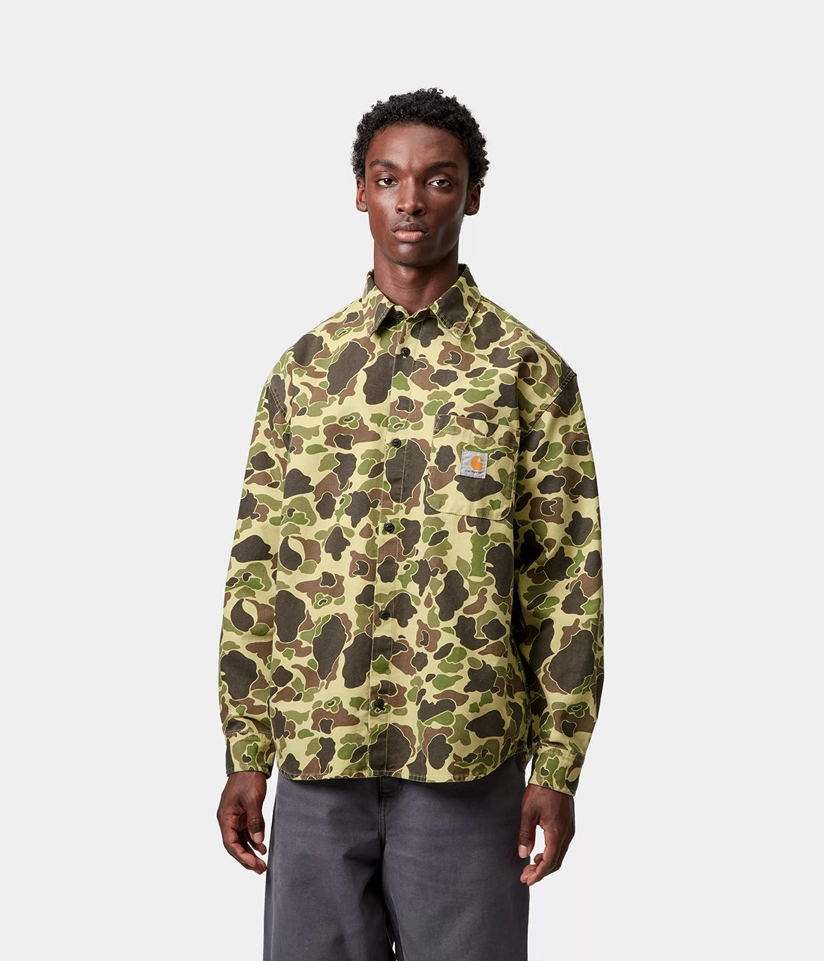 カーハートWIP ダック地シャツ カモフラ柄グリーン CARHARTT WIP - カーハート ウィップ ダック シャツ I033769 カモ