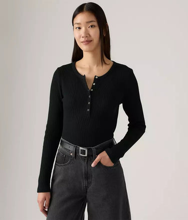 LEVI'S WOMENS DRY GOODS HENLEY WAFFLE 003PY-0001 ANTHRACITE NIGHT