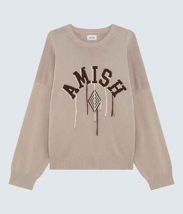 AMISH SUPPLIES CRE NECK FRAY PULLOVER STONE WALNUT