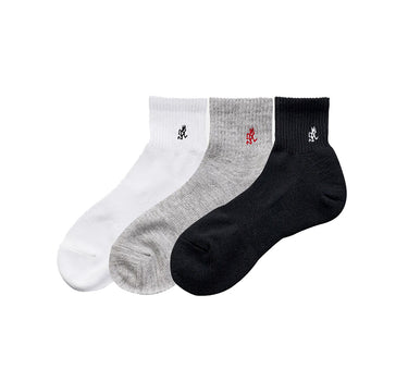 GRAMICCI BASIC SOCKS ANKLE WHITE GREY BLACK PACK OF 3