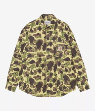 CARHARTT WIP DUCK SHIRT I033769 CAMO DUCK GREEN STONE WASHED