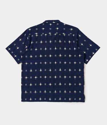 UNIVERSAL WORKS CAMP SHIRT SQUARE IKAT P34073 INDIGO