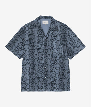 CARHARTT WIP SNAKE CAMO SHIRT I036275 VELVET BLUE GARMENT DYED