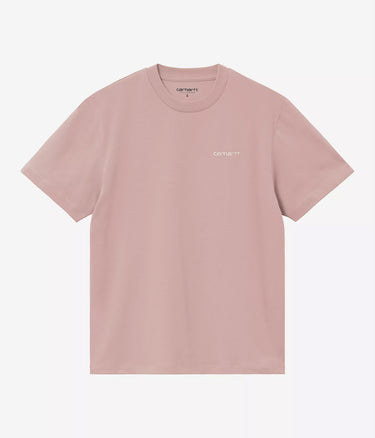 CARHARTT WIP WOMENS SCRIPT EMBROIDERY T-SHIRT I032293 GENTLE PINK