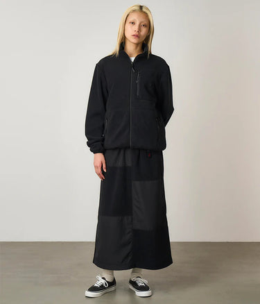 GRAMICCI WOMENS THERMAL FLEECE PATCHWORK SKIRT G5FW-SK008 BLACK
