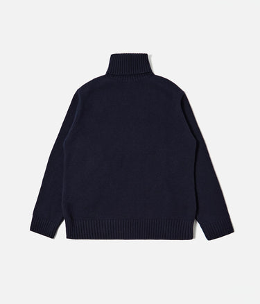UNIVERSAL WORKS ROLL NECK SWEATER 33451 RECYCLED SHETLAND NAVY