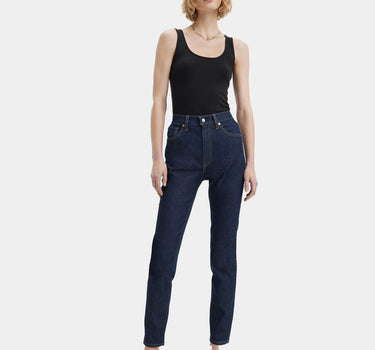 LEVI'S MADE OF JAPAN WOMENS HIGH RISE SLIM SELVEDGE DARK RINSED