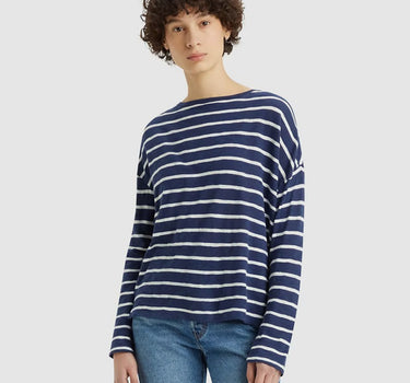 LEVI'S WOMENS MARGOT LONG SLEEVE SAINT STRIPE NAVAL ACADEMY