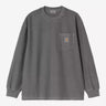 CARHARTT WIP LOOSE POCKET T-SHIRT I036862 BLACK GARMENT DYED LONG SLEEVES - Shoelosophy