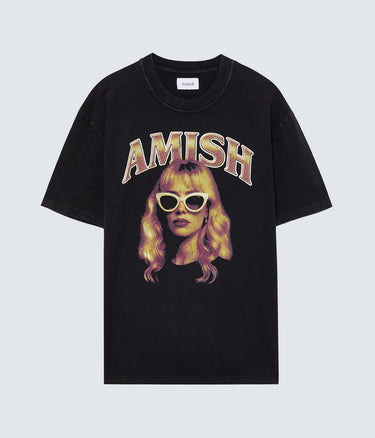 AMISH SUPPLIES T-SHIRT LONG HAIR MARMO BROKEN WASHED BLACK