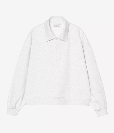 CARHARTT WIP WOMENS BRENTA POLO SWEATSHIRT I036291 ASH HEATHER HEAVY STONE WASHED