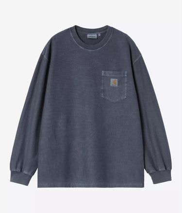 CARHARTT WIP LOOSE POCKET T-SHIRT I036862 DARK NAVY GARMENT DYED LONG SLEEVES