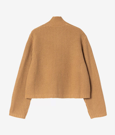 CARHARTT WIP WOMENS HALF ZIP DETROIT SWEATER I037036 DUSTY HAMILTON BROWN