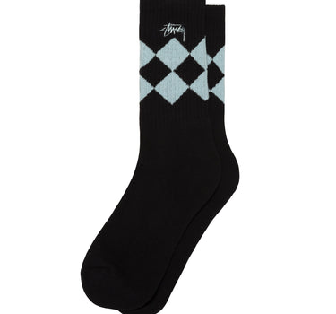 STUSSY ARGYLE JACQUARD CREW SOCKS 138778 BLACK