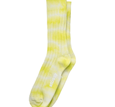 STUSSY DYED RIBBED CREW SOCKS 138741 LIME