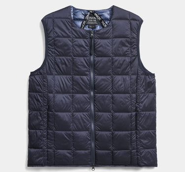 Taion City Line Crew Neck Zip Vest Duck Down Feather Navy