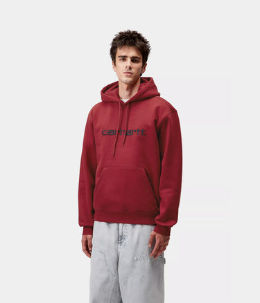 CARHARTT WIP HOODED CARHARTT SWEATSHIRT I030547 SCARLET GRAPHITE