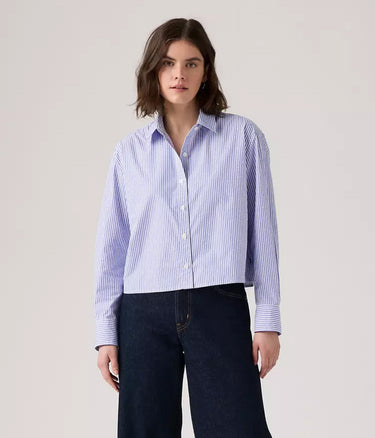 LEVI'S WOMENS CROPPED HARLIE SHIRT 003P2-0000 BRONKI STRIPE AMPARO BLUE CAMICIA DONNA