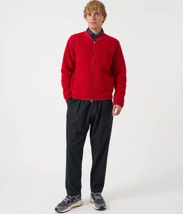 UNIVERSAL WORKS ZIP BOMBER WOOL FLEECE 00018 SCARLET