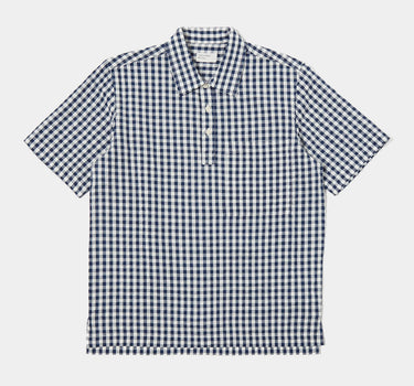 UNIVERSAL WORKS PULLOVER SS SHIRT GINGHAM SEERSUCKER