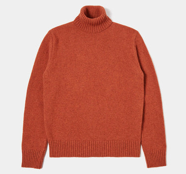 UNIVERSAL WORKS ROLL NECK SWEATER ECO WOOL RUST