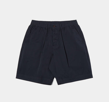 UNIVERSAL WORKS TWILL PLEATED TRACK SHORT PAPER TOUCH COTTON DARK NAVY