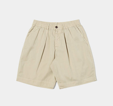 Universal Works Twill Pleated Track Short Paper Touch Cotton Stone