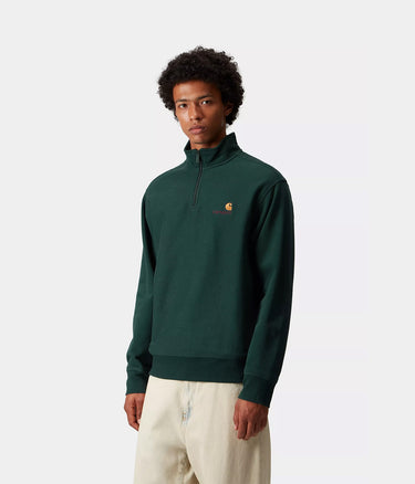 CARHARTT WIP HALF ZIP AMERICAN SCRIPT SWEATSHIRT I027014 DARK FIR