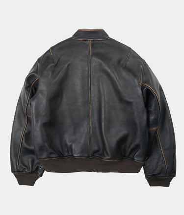 FRIZMWORKS LAMBSKIN FLIGHT JACKET WASHED BROWN
