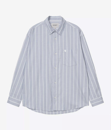 CARHARTT WIP POSTAL ZIP SHIRT I036201 BEALE STRIPE GENTLE BLUE WHITE