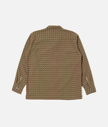 UNIVERSAL WORKS CAMP SHIRT 33750 OSCAR COTTON JACQUARD OLIVE