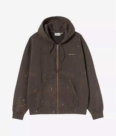 CARHARTT WIP HOODED PAINTER JACKET I036913 TOBACCO DESTROY WASH SPLATTER