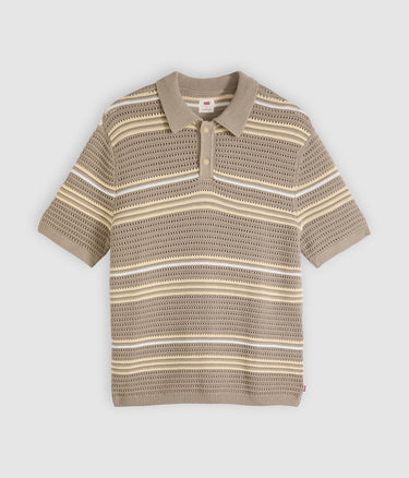 LEVI'S LAGUNA SWEATER POLO 0059K-0001 TERRACE STRIPE VINTAGE KHAKI