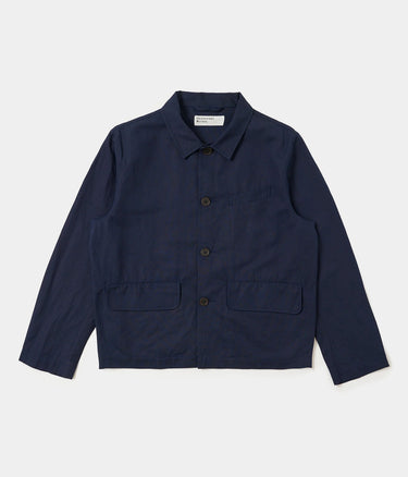 UNIVERSAL WORKS FRANCK JACKET P34017 LINEN SLUB WEAVE NAVY
