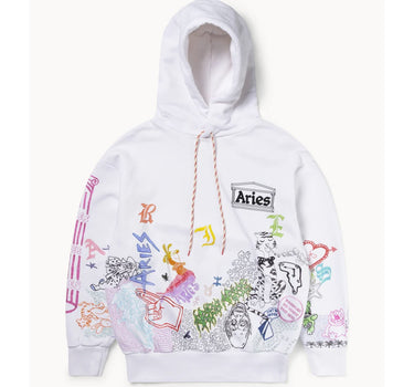 ARIES ARISE DOODLE HOODIE STAR20012 WHITE MADE IN ITALY