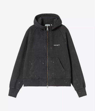 CARHARTT WIP WOMENS HOODED PAINTER JACKET I036842 BLACK DESTROY WASH SPLATTER