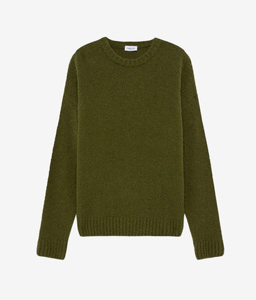 AMISH CREW CROP BOUCLE' ACID GREEN SWEATER