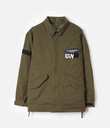 TAION X UNIVERSAL WORKS DOWN CR RAF JACKET UW-TA-CR15RJ OLIVE