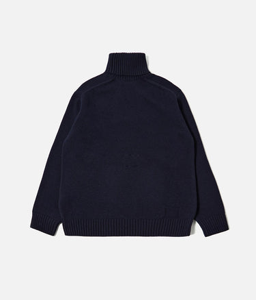 UNIVERSAL WORKS ROLL NECK SWEATER 33451 RECYCLED SHETLAND NAVY