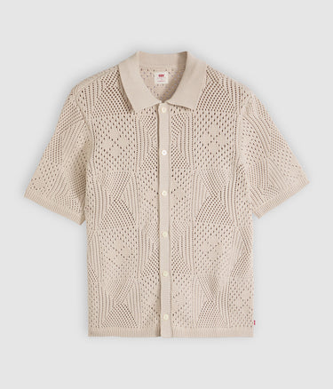 LEVI'S SWEATER CAMP SHIRT 0013G-0006 PUMICE STONE CROCHET POINTELLE