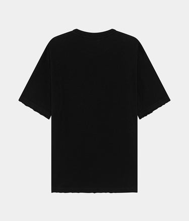 AMISH SUPPLIES T-SHIRT POCKET RAW EDGE JERSEY MICRO LOGO WASHED BLACK DYED