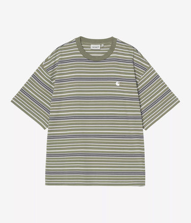 CARHARTT WIP ZANE T-SHIRT I036186 ZANE STRIPE DOLLAR GREEN