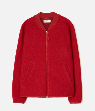 UNIVERSAL WORKS ZIP BOMBER WOOL FLEECE 00018 SCARLET