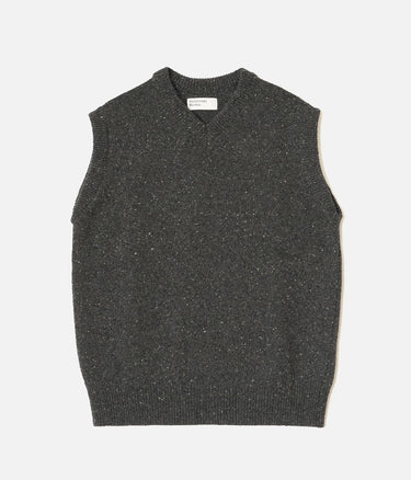 UNIVERSAL WORKS SWEATER VEST WOOL FLECK 35452 BLACK