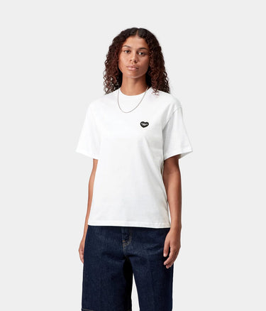 CARHARTT WIP WOMENS POCKET HEART T-SHIRT I032318 WHITE BLACK